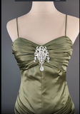 Niulatu Spaghetti Strap Mermaid Satin Dark Green Long Prom Dress Gorgeous Evening Dress HZ1026