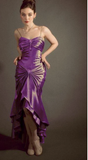 Niulatu Spaghetti Strap Mermaid Satin Dark Green Long Prom Dress Gorgeous Evening Dress HZ1026
