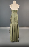 Niulatu Spaghetti Strap Mermaid Satin Dark Green Long Prom Dress Gorgeous Evening Dress HZ1026