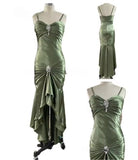 Niulatu Spaghetti Strap Mermaid Satin Dark Green Long Prom Dress Gorgeous Evening Dress HZ1026