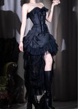 Niulatu Personality Lace A-Line Strapless Prom Dress Birthday HZ1103