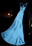 Niulatu Blue Sweetheart Neck Bodycon Dress Satin Backless Prom Dress Formal Evening Dress HZ1103
