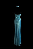 Niulatu Blue Halter Mermaid Backless Long Prom Dress Gorgeous Formal Evening Dress HZ1103