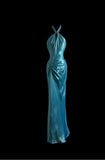 Niulatu Blue Halter Mermaid Backless Long Prom Dress Gorgeous Formal Evening Dress HZ1103