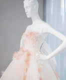 Niulatu Pastel Layered A-Line Strapless Tulle Long Prom Dress Cute Applique Birthday Evening Dress HZ1103