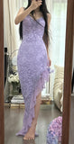 Niulatu Purple Sheath Spaghetti Strap Chiffon Applique Prom Dress Gorgeous Party Dress HZ1103