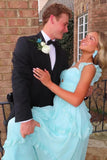 Niulatu Blue Sweetheart A-Line Prom Dress & Wedding Dress??- Elegant Chiffon Ruffled Birthday Party Dress HZ1103
