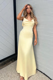Niulatu Yellow Pearl Strap Prom Dress for Birthday&Quinceanera-??Glam Satin Sexy Backless Evening Dress HZ1103