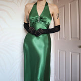 Niulatu Forest Green Backless Ball Gown - Glam Sparkling Beads & Satin for Prom,?? Galas& Parties** HZ1103