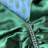 Niulatu Forest Green Backless Ball Gown - Glam Sparkling Beads & Satin for Prom,?? Galas& Parties** HZ1103