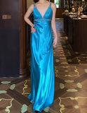 Niulatu Royal Blue Backless Satin Prom Dress - Backless Sexy Empire Dress - Glitter Beaded Evening Dress for Quinceanera&Birthday HZ1103