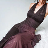 Niulatu Green Formal Dresses, V-neck Sheath Glitter Birthday Dresses, Chiffon Retro Backless Party Dresses HZ1103