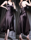 Niulatu Chocolate V-Neck Satin A-Line Prom Dress Elegant Party Dress HZ1103