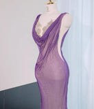 Niulatu Purple Mermaid Gown - Glitter Rhinestone Tulle Prom Dress for Special Ocassions HZ1103