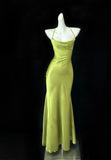 Niulatu Satin Swing Neck Spaghetti Straps Mermaid Gown Elegant Backless Prom Dress for Quinceanera&Graduation HZ1103