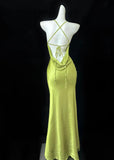 Niulatu Satin Swing Neck Spaghetti Straps Mermaid Gown Elegant Backless Prom Dress for Quinceanera&Graduation HZ1103