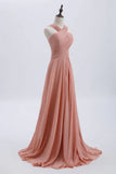 Niulatu Blush Pink Prom & Wedding Dress-Sweet 16 Chiffon Evening Gown for Graduation & Quinceanera HZ1103