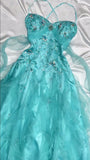 Niulatu 1950s Inspired Baby Princess Blue Prom Dress - Shimmering Sequins Tulle & Satin Ballgown for Formal Events HZ1103