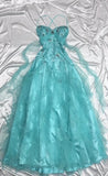 Niulatu 1950s Inspired Baby Princess Blue Prom Dress - Shimmering Sequins Tulle & Satin Ballgown for Formal Events HZ1103