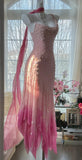 Niulatu Cinderella Pink A-Line Evening Gown - Iridescent Beaded Tulle with Soft Chiffon Layers for Sweet 16 HZ1103