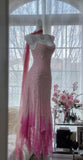 Niulatu Cinderella Pink A-Line Evening Gown - Iridescent Beaded Tulle with Soft Chiffon Layers for Sweet 16 HZ1103