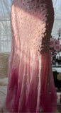 Niulatu Cinderella Pink A-Line Evening Gown - Iridescent Beaded Tulle with Soft Chiffon Layers for Sweet 16 HZ1103