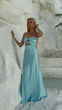 Niulatu Sheath Tiffany Blue Prom Dresses Satin Formal Dresses HZ1103
