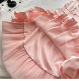 Niulatu Spring Pool Party Dress Pink Satin A-Line Short Prom Dress for Birthday &Homecoming HZ1103