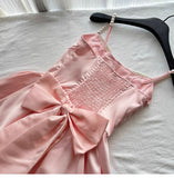 Niulatu Spring Pool Party Dress Pink Satin A-Line Short Prom Dress for Birthday &Homecoming HZ1103