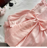 Niulatu Spring Pool Party Dress Pink Satin A-Line Short Prom Dress for Birthday &Homecoming HZ1103
