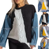 Niulatu patchwork long-sleeved women's sweater HZ1026