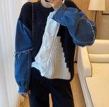 Niulatu patchwork long-sleeved women's sweater HZ1026