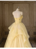 Niulatu Yellow Princess Tulle Prom Dress ??A-Line Shinny Beaded Evening Gown for Graduation & Quinceanera & Birthday HZ1103