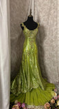 Niulatu Bud Green Mermaid Sequins Beaded Prom Dress Backless Tulle Evening Gown HZ1103