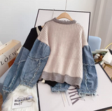Niulatu patchwork long-sleeved women's sweater HZ1026