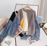 Niulatu patchwork long-sleeved women's sweater HZ1026