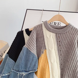 Niulatu patchwork long-sleeved women's sweater HZ1026