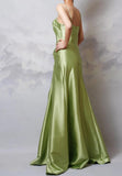 Niulatu Y2k Green Sheath Spaghetti Strap Satin Prom Dress Elegant Evening Gown for Birthday HZ1103