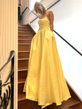 Niulatu Sage Green Satin A-line Long Prom Dress With Slit Strapless Evening Dress HZ1103