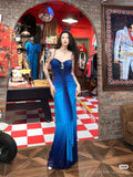 Niulatu Chiffon Gradient Blue Prom Dress for Party Elegant 2000s Spaghetti Strap Evening Gown HZ1103
