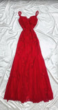 Niulatu Fairytale Red Chiffon Prom Dress for Party&Birthday Glitter Beaded Applique Evening Gown HZ1103