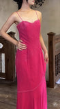 Niulatu Pink Spaghetti Strap Beaded Long Prom Dress Formal Evening Gowns HZ1103