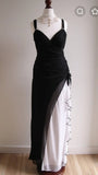 Niulatu Black V-neck Chiffon Ball Dress Glam Ruffle Party Dress HZ1103
