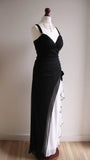 Niulatu Black V-neck Chiffon Ball Dress Glam Ruffle Party Dress HZ1103