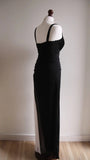 Niulatu Black V-neck Chiffon Ball Dress Glam Ruffle Party Dress HZ1103