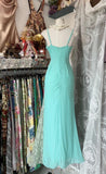 Niulatu Mint Green Spaghetti Strap Chiffon Lace Bodycon Prom Dress Elegant Party Dress HZ1103