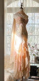 Niulatu Spaghetti Straps Ombre Chiffon Mermaid Gowns Vintage Gentle Backless Prom Dress HZ1103