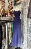 Niulatu Gradient Midnight Purple Mermaid Spaghetti Strap Chiffon Long Prom Dresses Backless Evening Dress HZ1103