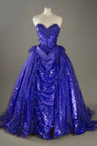Niulatu Blue Sweetheart Glitter Beaded Tulle Ball Gowns Formal Evening Gowns HZ1026