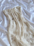 Niulatu White Spaghetti Straps Chiffon Sheath Gentle Prom Dresses with Beading HZ1103